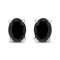 Haus of Brilliance 14K White Gold 2.00 Cttw Oval Cut Black Diamond 4 Prong Stud Earrings with Screw Backs (Fancy Color-Enhanced, I2-I3 Clarity) - Black