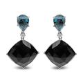 Haus of Brilliance 18K White Gold 1/5 Cttw Diamond with Pear Cut London Blue Topaz and Cushion Cut Black Onyx Gemstone Dangle Earring (G-H Color, SI1-SI2 Clarity) - White