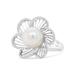 Haus of Brilliance 14K White Gold 11mm Round Pearl And 1/3 Cttw Round Diamond Openwork Flower Blossom Ring - H-I Color, VS1-VS2 Clarity - Size 6.50 - Grey - 6.5