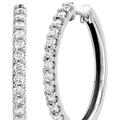 Vir Jewels 1 Cttw Diamond Hoop Earrings 10K White Gold Round Prong Set 1" - White