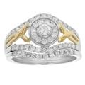 Vir Jewels 7/8 cttw Diamond Wedding Engagement Ring Set 14K White Yellow Gold Halo - White - 7