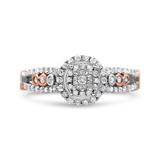 Haus of Brilliance 14K Rose Gold Plated .925 Sterling Silver 1/2 Cttw Round Diamond Double Frame Cross-Over Split Shank Engagement Ring - I-J Color, I2-I3 Clarity - Pink - 5