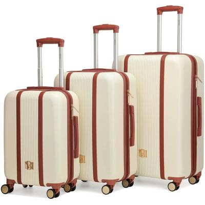 Badgley Mischka Luggage Mia 3 Piece Expandable Retro Luggage Set - White - STANDARD