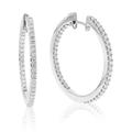 Vir Jewels 1 Cttw Diamond Hoop Earrings For Women, Round Lab Grown Diamond Earrings In .925 Sterling Silver, Prong Setting, 32 MM H x 3 MM W - Grey
