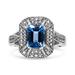 Haus of Brilliance .925 Sterling Silver Diamond Accent And 8 x 6 mm Emerald-Shape Blue Topaz Ring (I-J Color, I2-I3 Clarity) - Ring Size 7 - Grey - 7