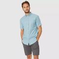 Maine Mens Mini Check Shirt - Aqua Blue - Blue - S