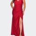 La Femme Sequin Plus Size Dress with Off the Shoulder Detail - Red - 20W