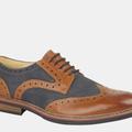 Roamers Mens 5 Eye Brogue Laced Nubuck Leather Shoe - Brown - 7