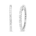 Haus of Brilliance 14K White Gold 1 3/4 Cttw Round and Baguette Diamond Hoop Earrings - H-I Color, SI2-I1 Clarity - White