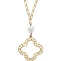 Canvas Style Nicole Pearl & Greek Keys Clover Pendant Necklace - Gold