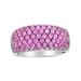 Haus of Brilliance 18K White Gold and Black Rhodium Multi Row Pink Sapphire Classic Band Ring - Ring Size 6.5 - White - 6.5