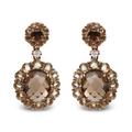 Haus of Brilliance 18K Rose Gold Diamond Accent and Lemon And Oval Smoky Color Quartz Gemstone Dangle Drop Earring (G-H Color, SI1-SI2 Clarity) - Gold