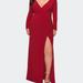 La Femme Long Sleeve Curvy Prom Dress With Ruching - Red - 20W