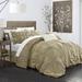 Chic Home Design Hyatt 10 Piece Comforter Set Floral Pinch Pleated Ruffled Designer Embellished Bed In A Bag Bedding - Grey - QUEEN