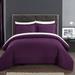 Chic Home Design Jas 3 Piece Comforter Set Embossed Embroidered Quilted Geometric Vine Pattern Bedding - Purple - QUEEN