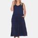 White Mark Plus Size Scoop Neck Tiered Midi Dress - Blue - 1X