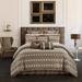 Chic Home Design Sue 9 Piece Comforter Set Chenille Geometric Scroll Pattern Flange Border Bedding - Brown - KING