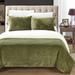 Chic Home Design Ernest 2 Piece Blanket Set Soft Sherpa Lined Microplush Faux Mink With Sham - Green - TWIN XL