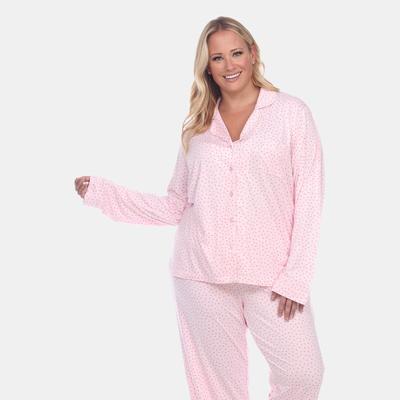 White Mark Plus Size Long Sleeve Pajama Set - Pink...