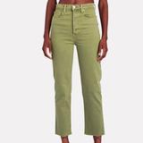 RE/DONE Ultra High Rise Stove Pipe Raw Hem Jeans - Green