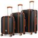 Badgley Mischka Luggage Mia 3 Piece Expandable Retro Luggage Set - Black - STANDARD