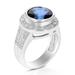 Vir Jewels 2 cttw Created Blue Sapphire Ring In Brass With Rhodium Plating Round 10 MM - Grey - 7