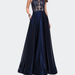 La Femme Long Prom Dress with Satin A-line Skirt and Beading - Blue - 16