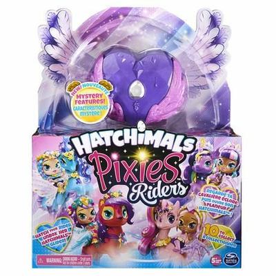 Hatchimals Pixies Riders Black Glitter Lily Pixie and Seastallion Glider Hatchimal Set with Mystery Feature - Purple