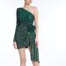 Badgley Mischka Sassy One-Shoulder Sequined Mini Dress - Green