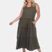 White Mark Plus Size Scoop Neck Tiered Midi Dress - Green - 2X