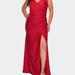 La Femme Sequin Plus Size Dress with Off the Shoulder Detail - Red - 12W