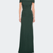 La Femme Ruched Off the Shoulder Net Jersey Evening Dress - Green - 4