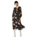 Principles Womens/Ladies Floral Chiffon Cowl Neck Midi Dress - Black/Green/White - Black - 8