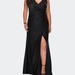 La Femme Sequin Plus Size Dress with Off the Shoulder Detail - Black - 24W