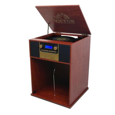 Victor Audio Boyleston 7-in-1 3-Speed Turntable Music Center with Album Storage - Orange