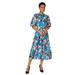 Principles Womens Abstract Cuffed Midi Dress - Multicolored - Blue - 10