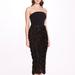 Marchesa Notte Strapless Tea-Length Rosette Pencil Dress - Black - Black - 14