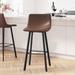 Merrick Lane Oretha Set Of 2 Modern Chocolate Brown Faux Leather Upholstered Bar Stools With Contoured, Low Back Bucket Seats And Iron Frames - Brown