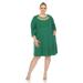 White Mark Women's Plus Size Criss Cross Neckline Swing Midi Dress - Green - 3X