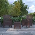 Merrick Lane Lanai Outdoor Furniture 3 Item Set Faux Rattan Resin Wicker Lounge Chairs And Side Table Chocolate Brown Patio Furniture - Brown