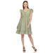 White Mark Women's Ruffle Sleeve Knee-Length Dress - Green - XL