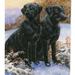 Caroline's Treasures Black Labradors Snowy Day Garden Flag 2-Sided 2-Ply