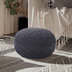 Loft Lyfe Ines Pouf Cotton Yarn Ottoman - Grey