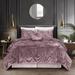 Grace Living Grace Living - Nilah Velvet 5pc Comforter Set With Maple 2 Pillow Shams, 1 Decorative Pillow, 1 Comforter, 1 Bed Skirt - Pink - KING