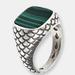 Albert M. Chevalier Ring with Square Stone and Mermaid Texture - Green - 10.5