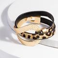 Saachi Style Wild Loop Leather Bracelet - Gold