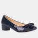 Krisp Womens/Ladies Bow Toe Low Heel Leather Court Shoe - Navy - Blue - 5