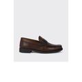 Burton Mens Textured Leather Penny Strap Loafers - Tan - Brown - 12