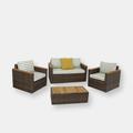 Sunnydaze Decor Sunnydaze Kenmare Rattan 4-Piece Patio Furniture Set - Green Stripe - Brown