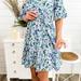 Anna-Kaci Ruffle Sleeve Floral Tiered Dress - Blue - S